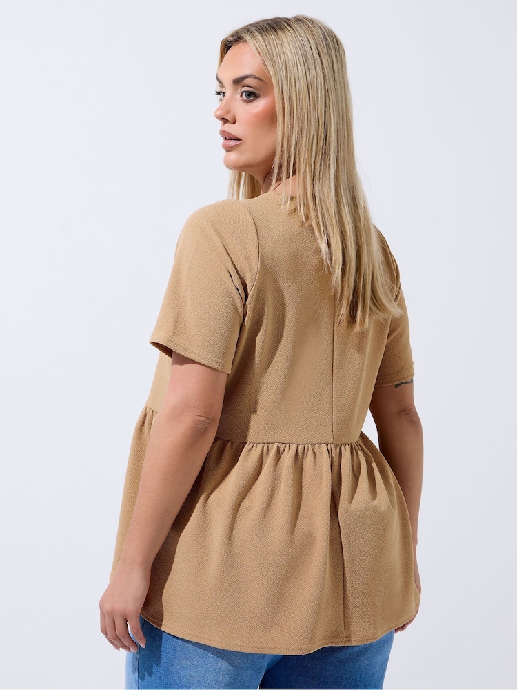 Yours Curve Natural Limited Button Down Peplum Top - Image 2 of 5 Yours Curve Natural Limited Button Down Peplum Top - Image 2 of 5