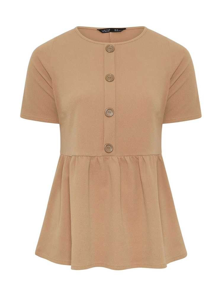 Yours Curve Natural Limited Button Down Peplum Top - Image 5 of 5 Yours Curve Natural Limited Button Down Peplum Top - Image 5 of 5