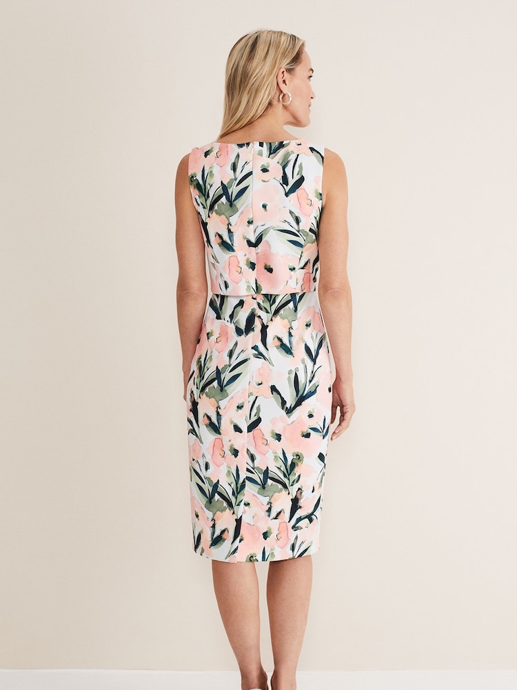 Phase Eight Natural Braelyn Double Layer Scuba Dress - Image 2 of 6