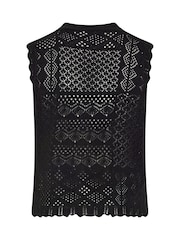 Yours Curve Black Limited Mini Ditsy Knitted Waistcoat - Image 6 of 6