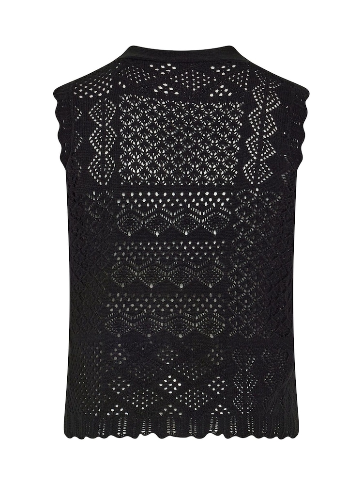 Yours Curve Black Limited Mini Ditsy Knitted Waistcoat - Image 6 of 6 Yours Curve Black Limited Mini Ditsy Knitted Waistcoat - Image 6 of 6