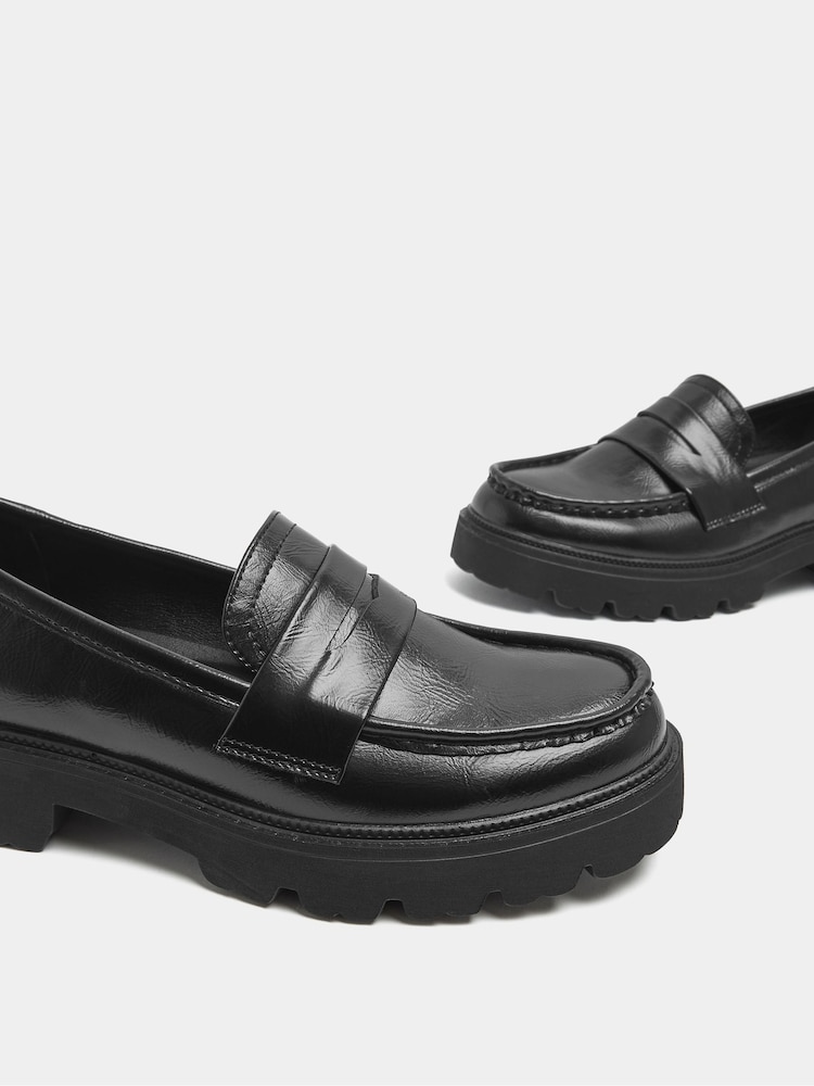 Yours Curve Black Extra Wide Fit Cleated Chunky Loafers - Image 5 of 5 Yours Curve Black Extra Wide Fit Cleated Chunky Loafers - Image 5 of 5