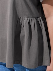 Yours Curve Grey Limited Peplum Side Detail T-Shirt - Image 4 of 5