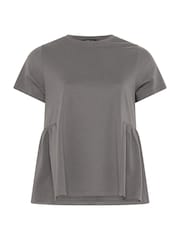 Yours Curve Grey Limited Peplum Side Detail T-Shirt - Image 5 of 5