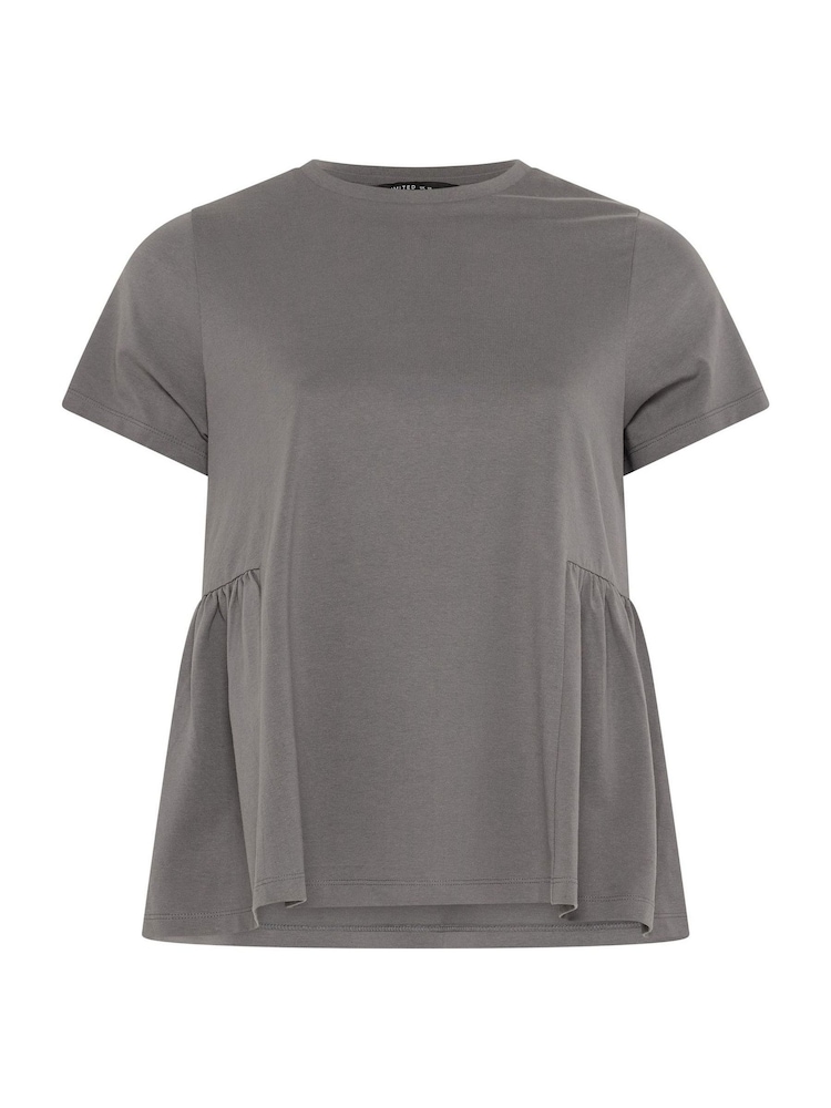 Yours Curve Grey Limited Peplum Side Detail T-Shirt - Image 5 of 5