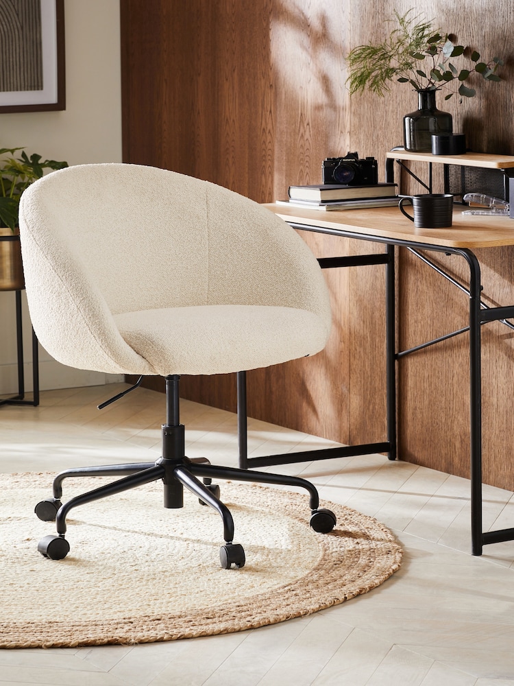 Casual Bouclé Oyster Otis Black Base Office Chair - Image 1 of 9 Casual Bouclé Oyster Otis Black Base Office Chair - Image 1 of 9