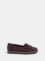 Yours Curve Red Extra Wide Fit Bow Detail Fringe Loafers - Image 3 of 6