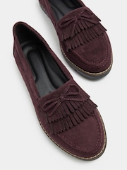 Yours Curve Red Extra Wide Fit Bow Detail Fringe Loafers - Image 6 of 6