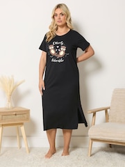 Yours Curve Black Otterly Adorable Midaxi Nightdress - Image 3 of 5