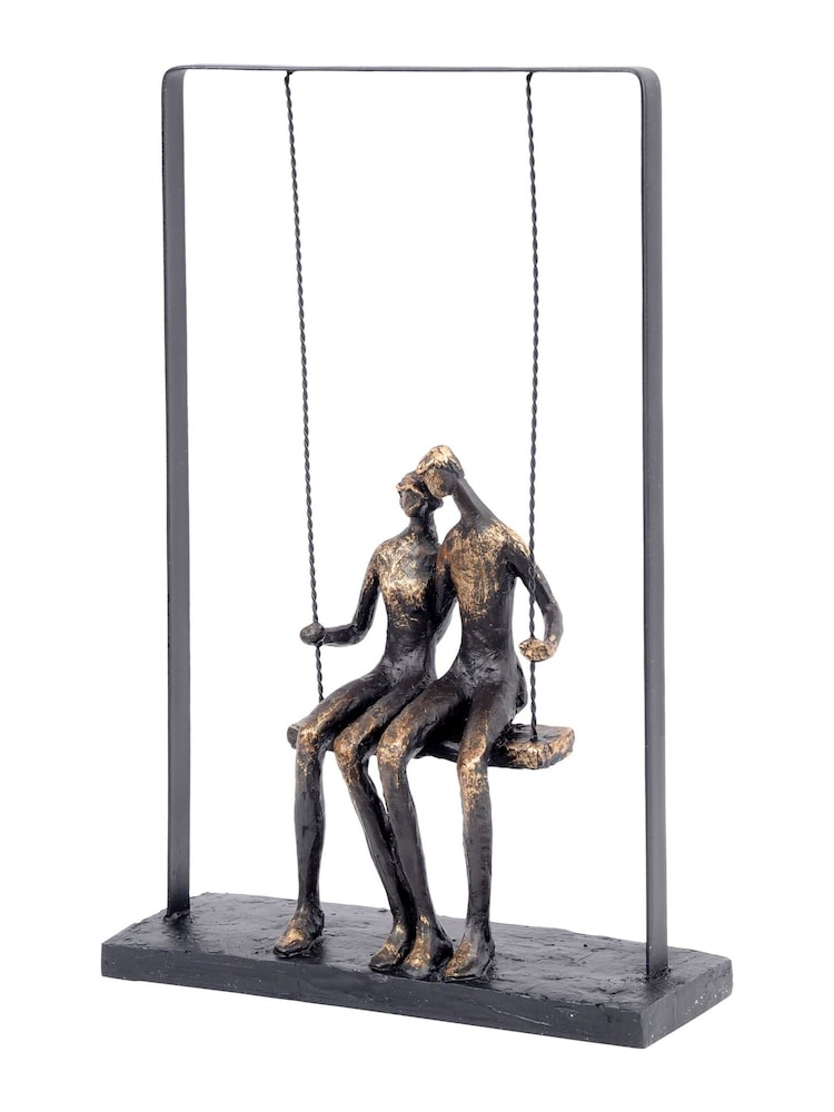 Libra Interiors Bronze Couple Sitting On Swing Bronze Ornaments Sculpture - Image 2 of 2