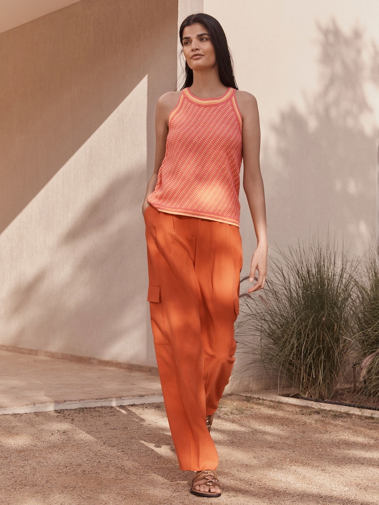 Red Smart Utility Cargo Wide Leg Trousers - Image 1 of 5