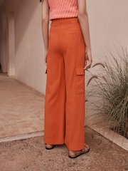 Red Smart Utility Cargo Wide Leg Trousers - Image 2 of 5