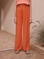 Red Smart Utility Cargo Wide Leg Trousers - Image 3 of 5