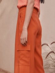 Red Smart Utility Cargo Wide Leg Trousers - Image 4 of 5