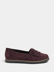 Yours Curve Red Wide Fit Bow Detail Fringe Loafers - Image 3 of 6