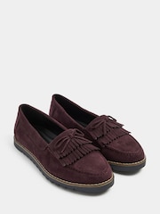 Yours Curve Red Wide Fit Bow Detail Fringe Loafers - Image 4 of 6