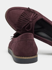 Yours Curve Red Wide Fit Bow Detail Fringe Loafers - Image 5 of 6