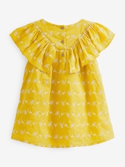 Yellow Broderie Cotton Ruffle Dress (3mths-8yrs) - Image 4 of 5