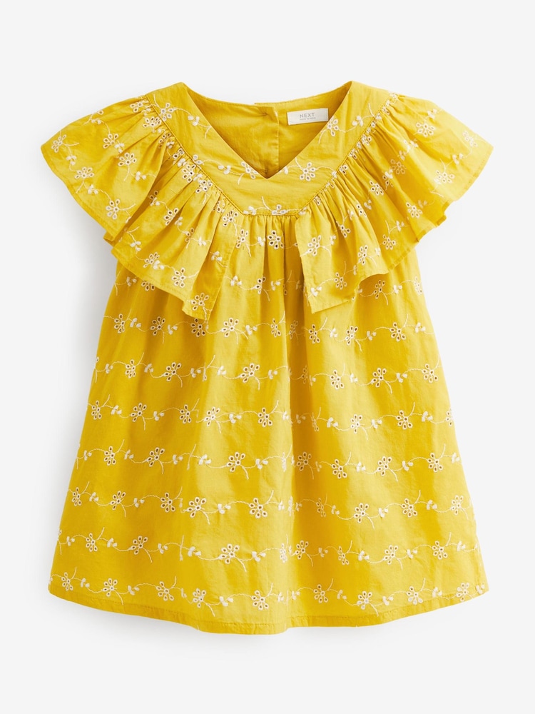 Yellow Broderie Cotton Ruffle Dress (3mths-8yrs) - Image 5 of 5