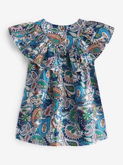 Blue Paisley Cotton Ruffle Dress (3mths-8yrs) - Image 5 of 5