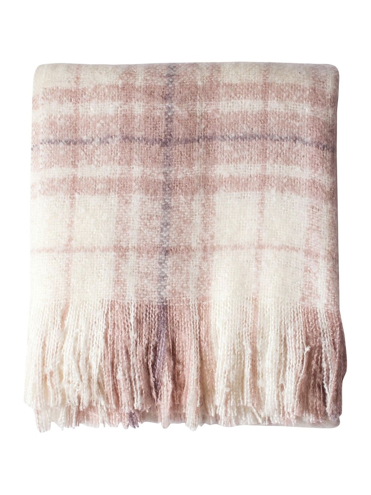 Gallery Home Pink Check Faux Mohair Throw - Image 1 of 1