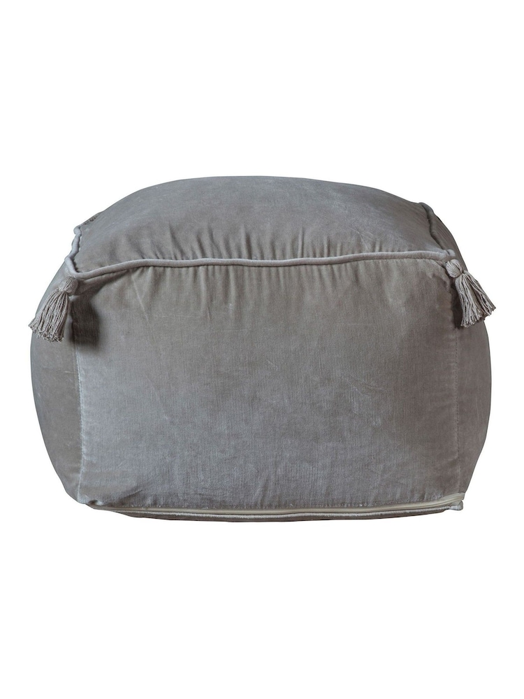 Gallery Home Silver Rossi Velvet Pouffe - Image 1 of 1 Gallery Home Silver Rossi Velvet Pouffe - Image 1 of 1