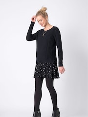 Seraphine Boxy Black Maternity And Nursing  Jumper With Frill Hem - Image 1 of 5