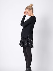 Seraphine Boxy Black Maternity And Nursing  Jumper With Frill Hem - Image 3 of 5