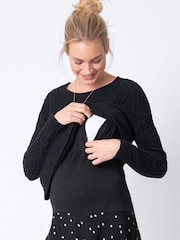 Seraphine Boxy Black Maternity And Nursing  Jumper With Frill Hem - Image 5 of 5