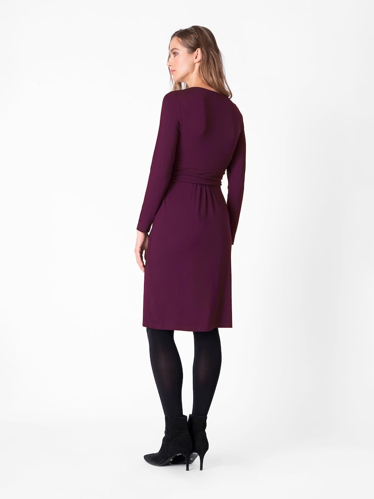 Seraphine Red Nursing Pleat Detail Maternity Dress - Image 2 of 4