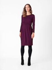 Seraphine Red Nursing Pleat Detail Maternity Dress - Image 4 of 4