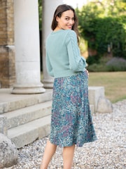 Seraphine Green Cable Detail Maternity Knit Topper With Woven Nursing Dress - Image 2 of 5