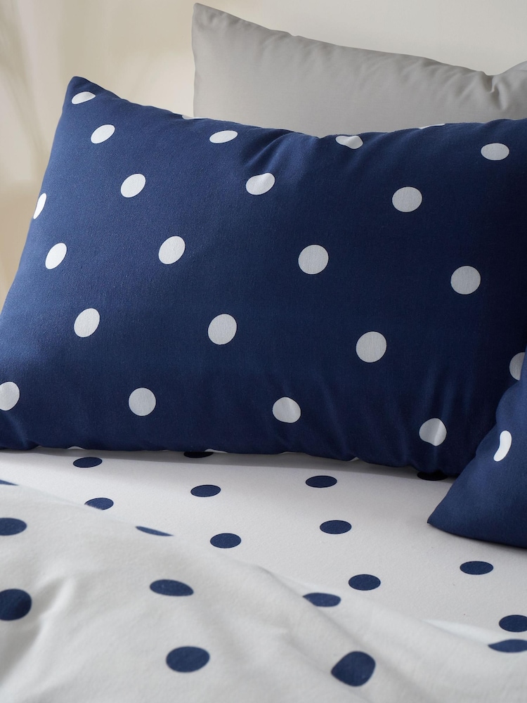 Catherine Lansfield Blue Brushed Spot Pillowcases Set of 2 - Image 1 of 3