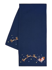 Catherine Lansfield Blue Santas Christmas Wonderland Wipeable 100% Cotton Table Runner - Image 3 of 3
