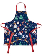 Catherine Lansfield Blue Santas Christmas Wonderland 100% Cotton Apron - Image 2 of 2