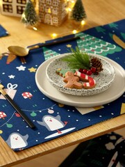 Catherine Lansfield Set of 2 Blue Santas Christmas Wonderland 100% Cotton Placemats - Image 2 of 4