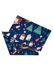 Catherine Lansfield Set of 2 Blue Santas Christmas Wonderland 100% Cotton Placemats - Image 4 of 4