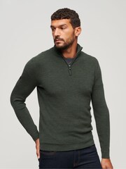Superdry Green Merino Quarter Zip Jumper - Image 1 of 3