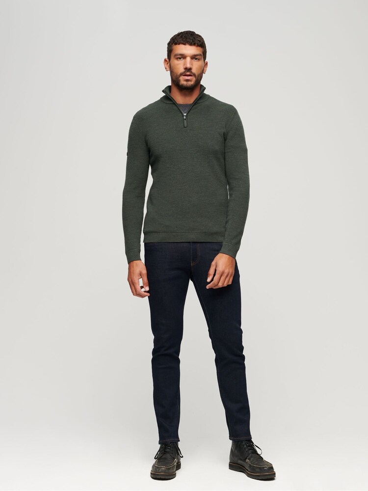 Superdry Green Merino Quarter Zip Jumper - Image 2 of 3
