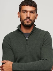 Superdry Green Merino Quarter Zip Jumper - Image 3 of 3