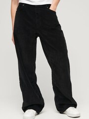 Superdry Black Vintage Wide Leg Cord Trousers - Image 1 of 3