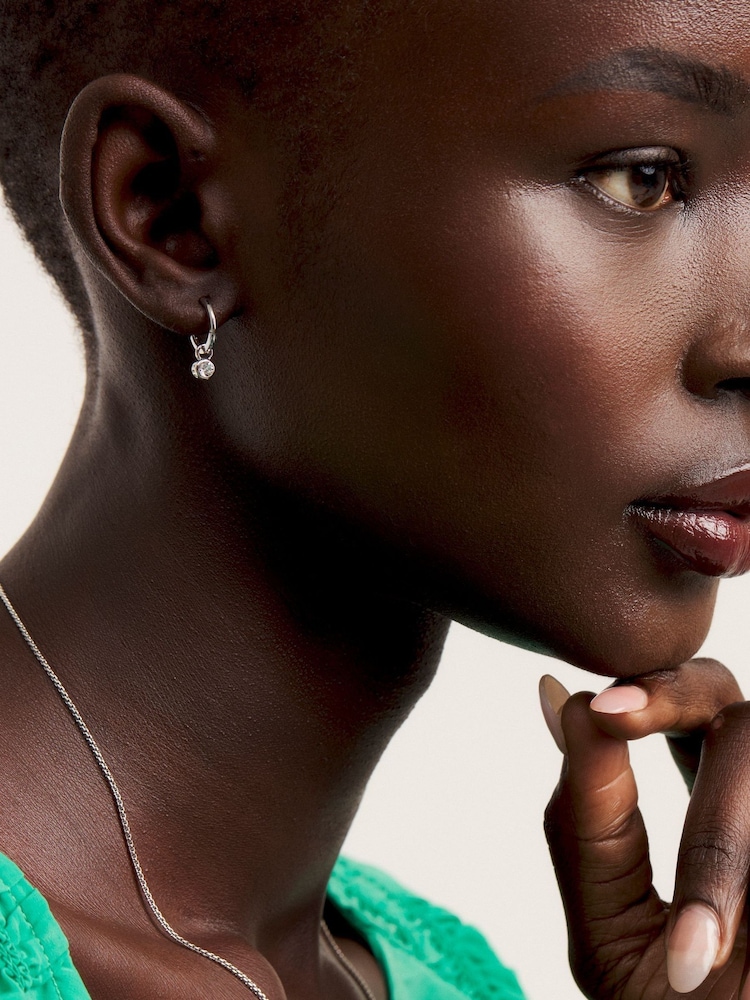 Ted Baker Silver Tone SINALAA: Crystal Huggie Earrings - Image 9 of 9