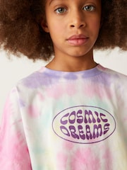 Pink/Purple Boxy Tie Dye Cosmic T-Shirt (3-16yrs) - Image 4 of 6