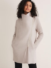 Phase Eight Natural Byanca Zip Knit Coat - Image 1 of 6