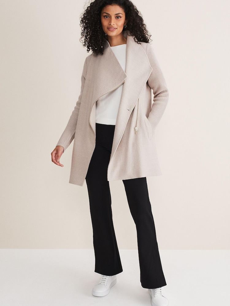 Phase Eight Natural Byanca Zip Knit Coat - Image 2 of 6