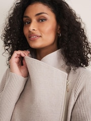 Phase Eight Natural Byanca Zip Knit Coat - Image 5 of 6