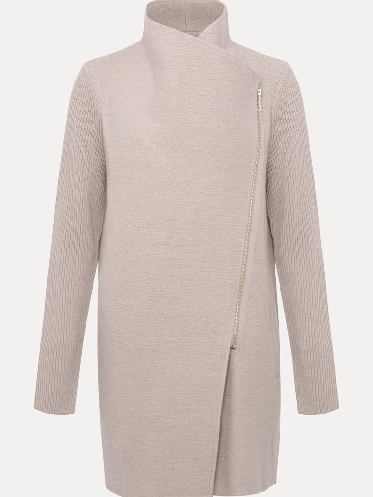 Phase Eight Natural Byanca Zip Knit Coat - Image 6 of 6