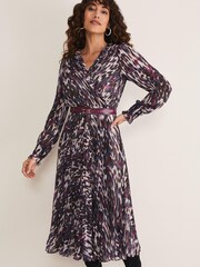 Phase Eight Natural Multi Eloise Animal Pleated Dress - Image 2 of 7