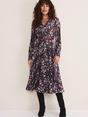 Phase Eight Natural Multi Eloise Animal Pleated Dress - Image 3 of 7