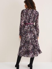 Phase Eight Natural Multi Eloise Animal Pleated Dress - Image 4 of 7